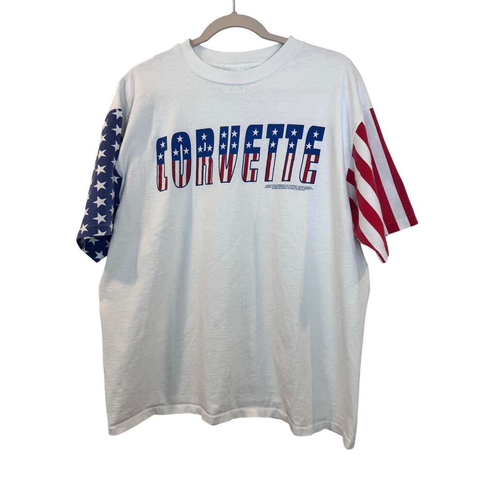 VTG L.A. Sportswear CORVETTE American Flag T-Shirt XL Stars Stripes Chevrolet